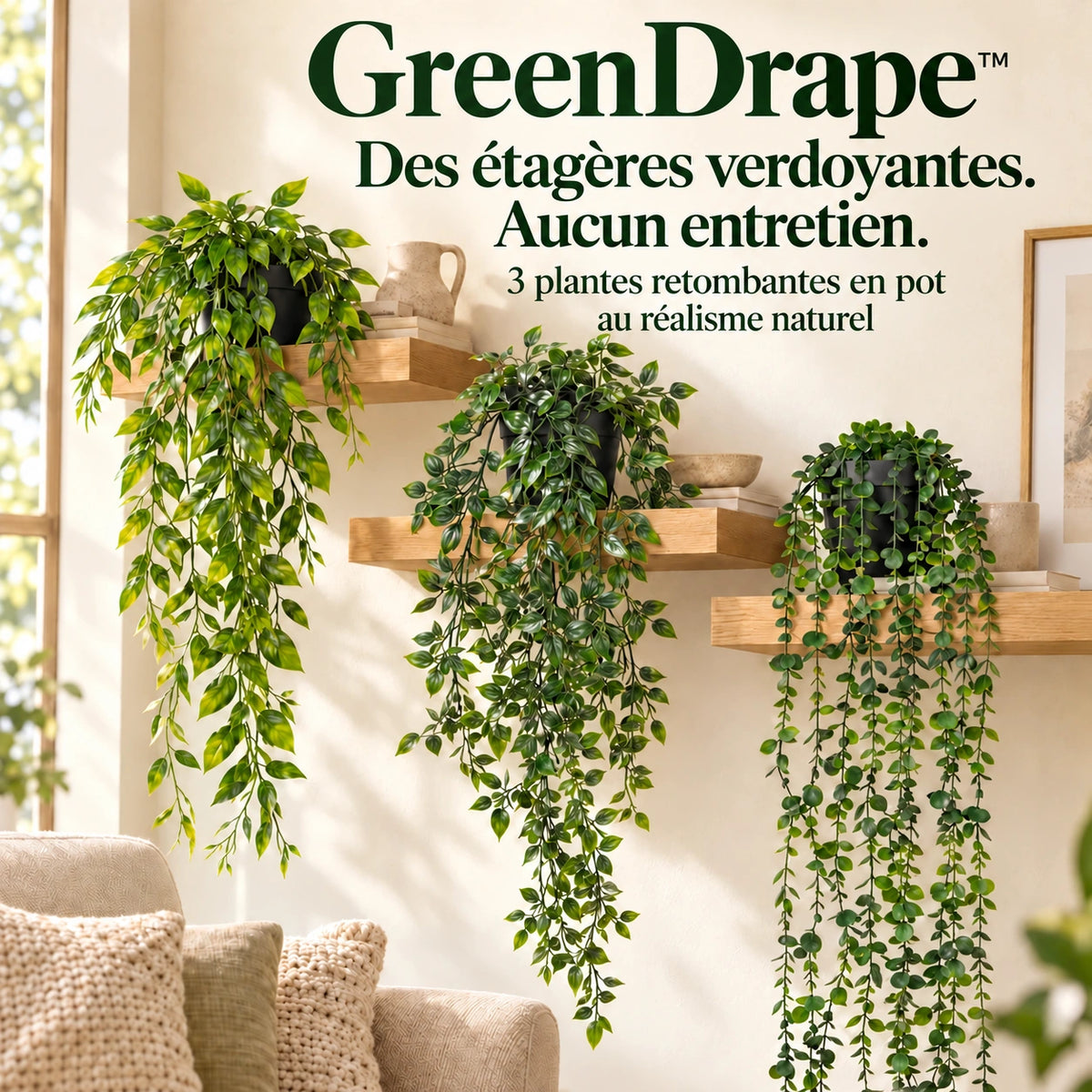 GreenDrape™ · Plantes retombantes au réalisme naturel