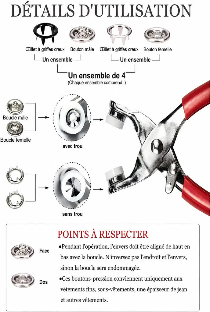 SnapCraft™ · Ensemble d'outils de presse avec pince à riveter pour boutons-pression en métal · -50 % · OFFRE LIMITÉE