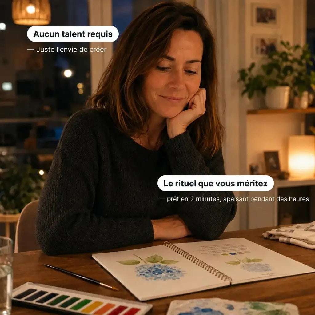 -50 % · OFFRE LIMITÉE · CreativeEscape™ · Aquarelle Zen + (Gratuit : peinture 12 couleurs et pinceau)