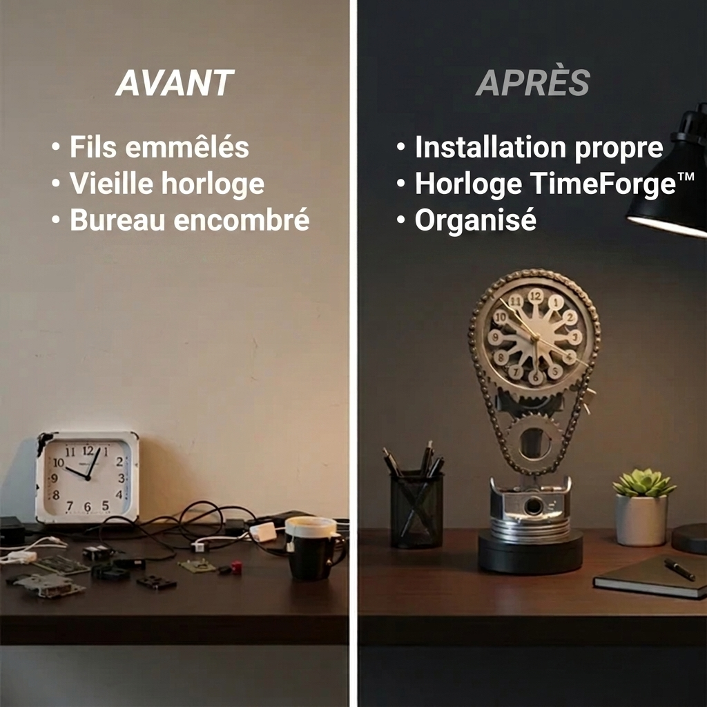 -50 % · OFFRE LIMITÉE · TimeForge™ · Horloge à engrenages métalliques rotatifs