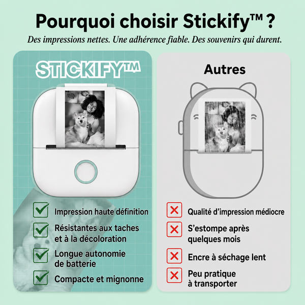 -60 % · OFFRE LIMITÉE · Stickify™ · Imprimez directement depuis votre téléphone !
