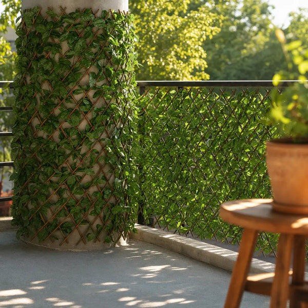 Gardenscape autour d un poteau rond et le long d une balustrade