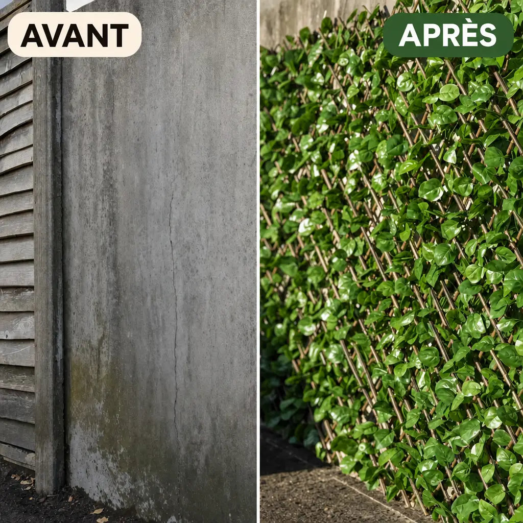 Avant apres: mur en beton nu devient un mur vegetal