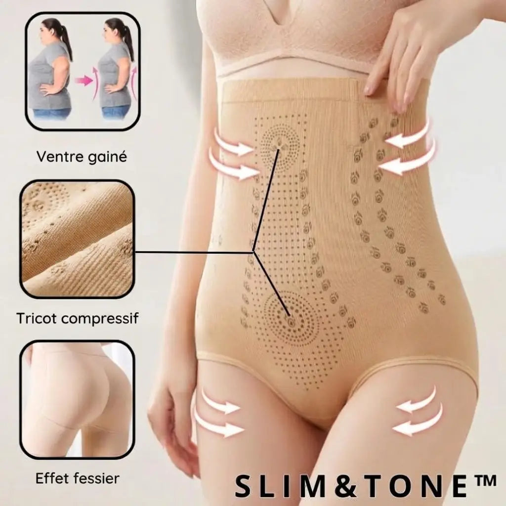 Slim&Tone ventre gaine, tricot compressif, effet fessier