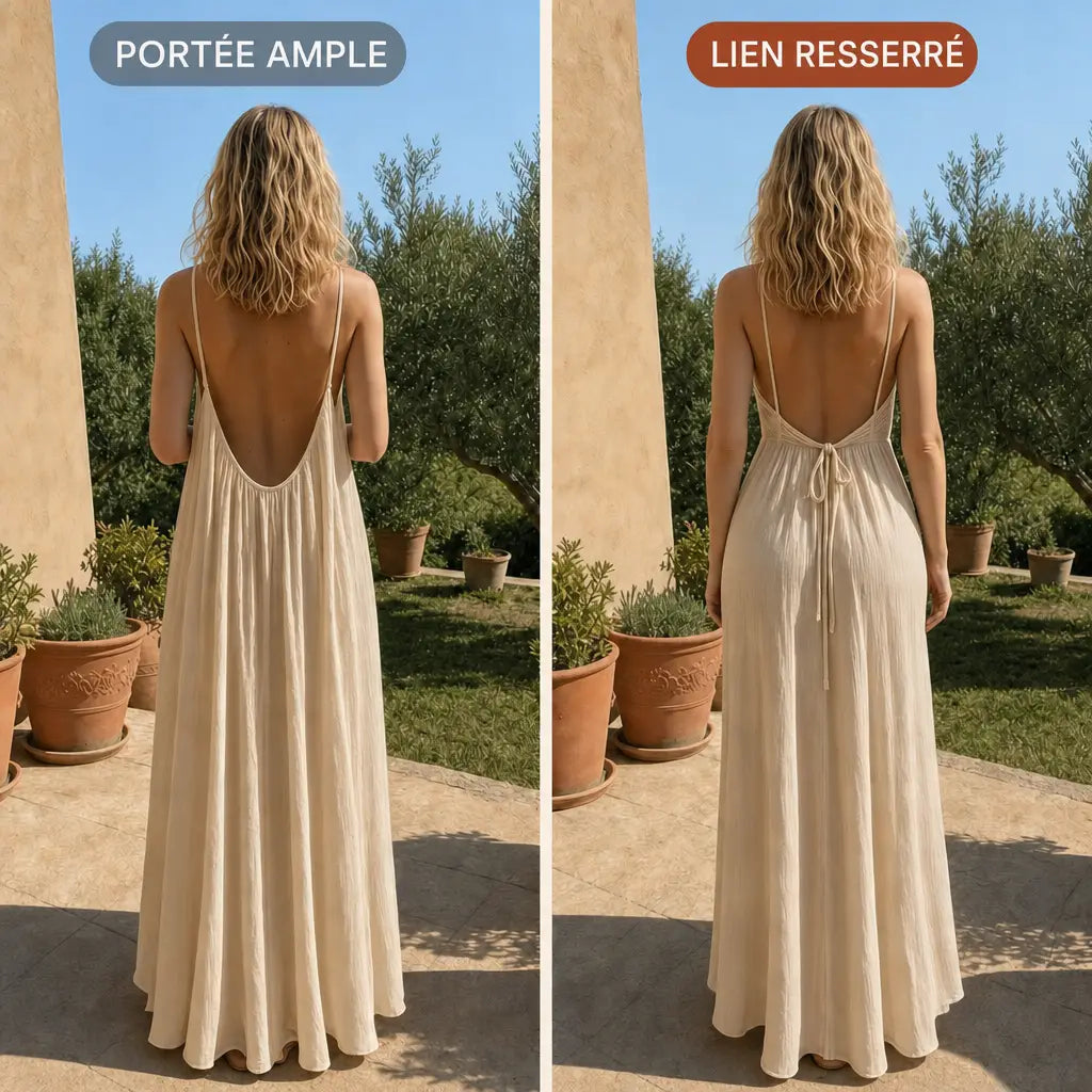 Portée ample ou lien resserré : deux façons de porter le dos nu