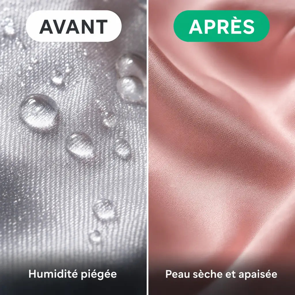 Avant après : humidité piégée contre peau au sec