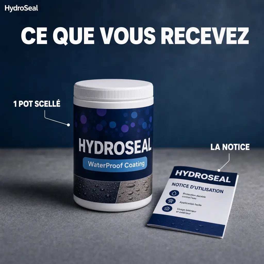 Ce que vous recevez, un pot scelle d'HydroSeal et la notice