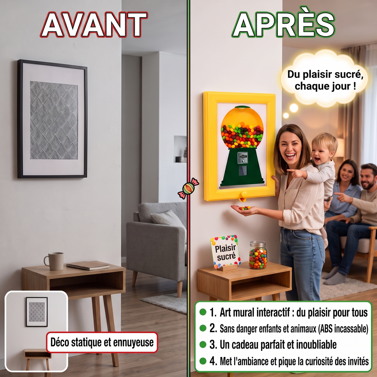 -50 % · OFFRE LIMITÉE · SweetPeek™ · Distributeur de bonbons mural