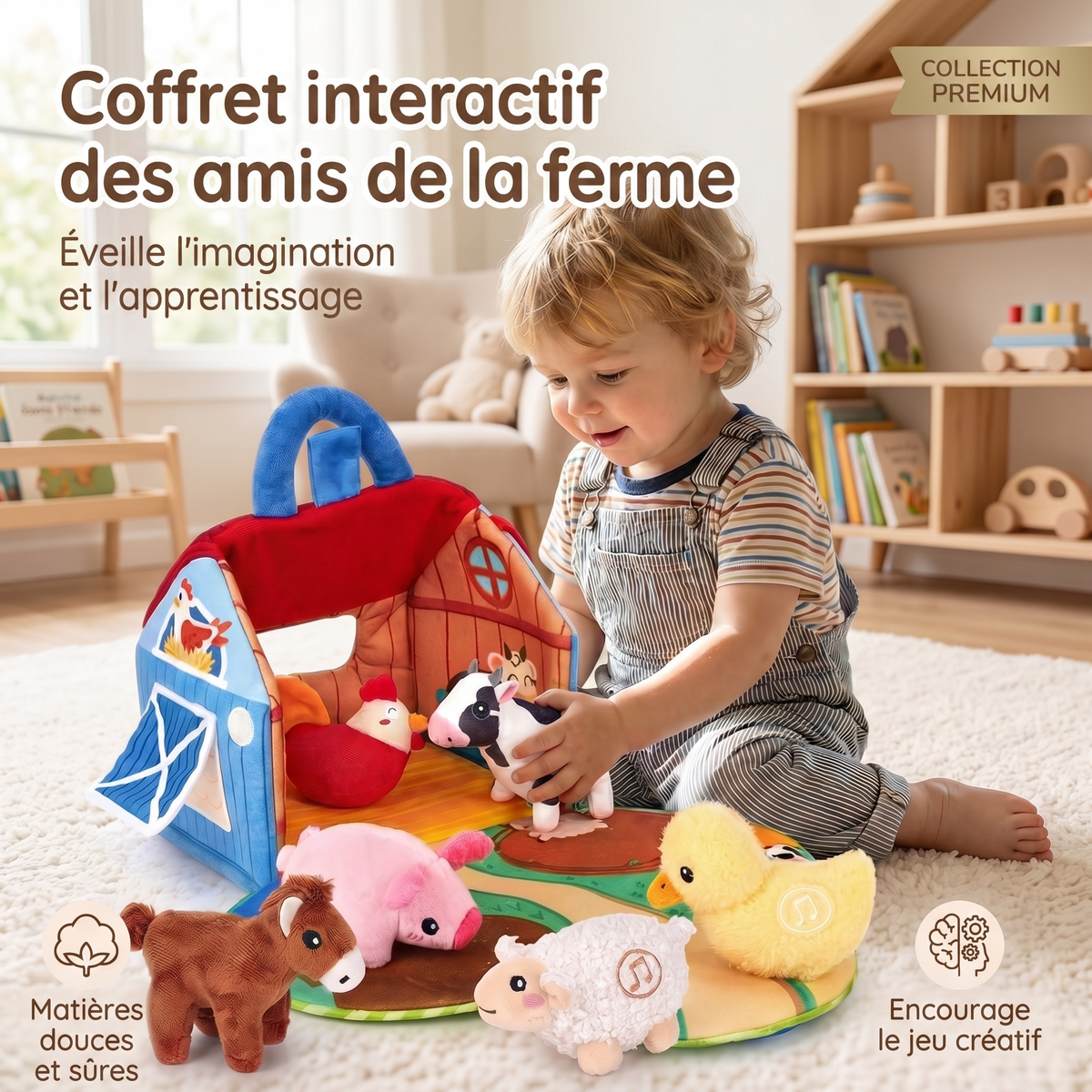 -50 % · OFFRE LIMITÉE · BarnBuddies™ · Coffret d'animaux de la ferme en peluche