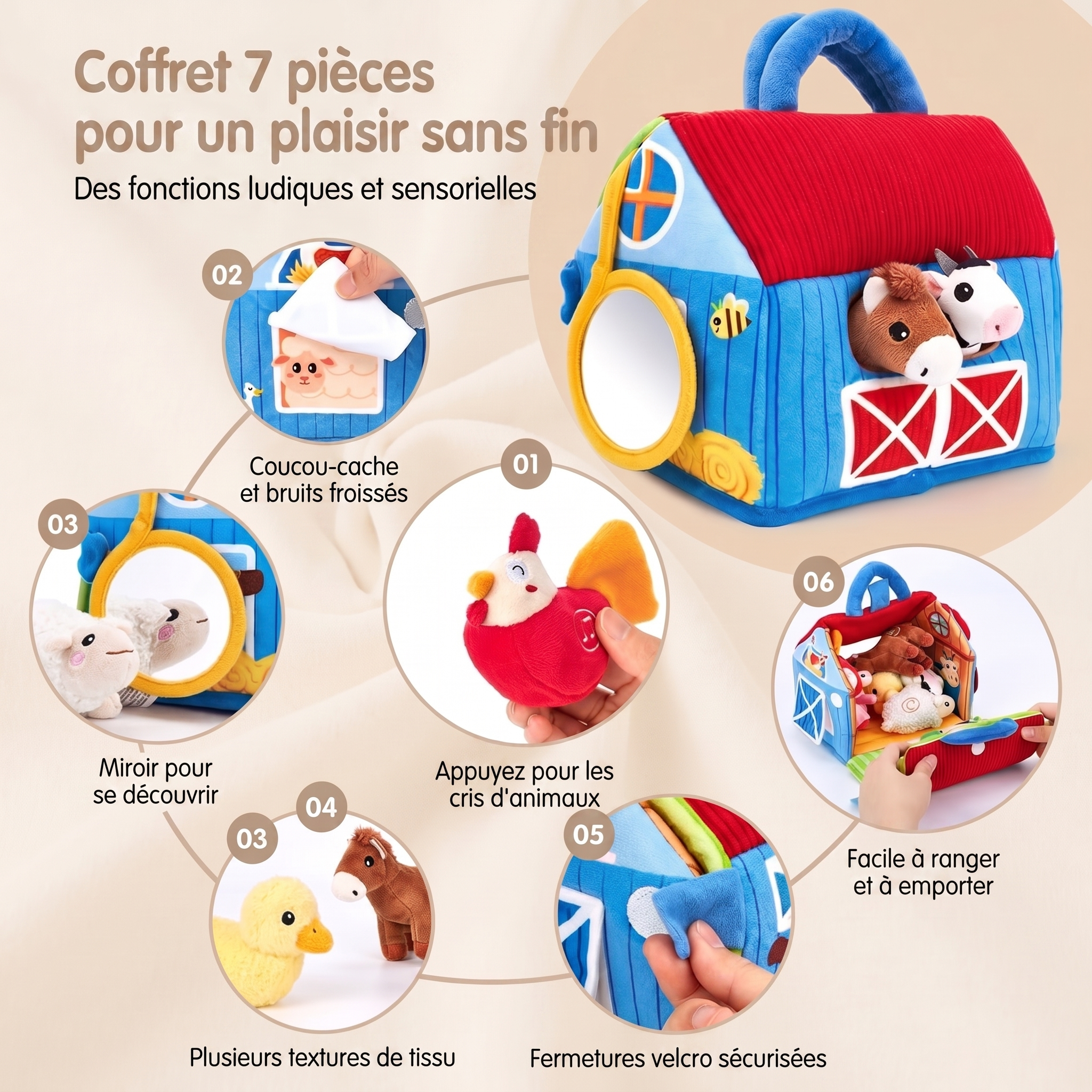 -50 % · OFFRE LIMITÉE · BarnBuddies™ · Coffret d'animaux de la ferme en peluche