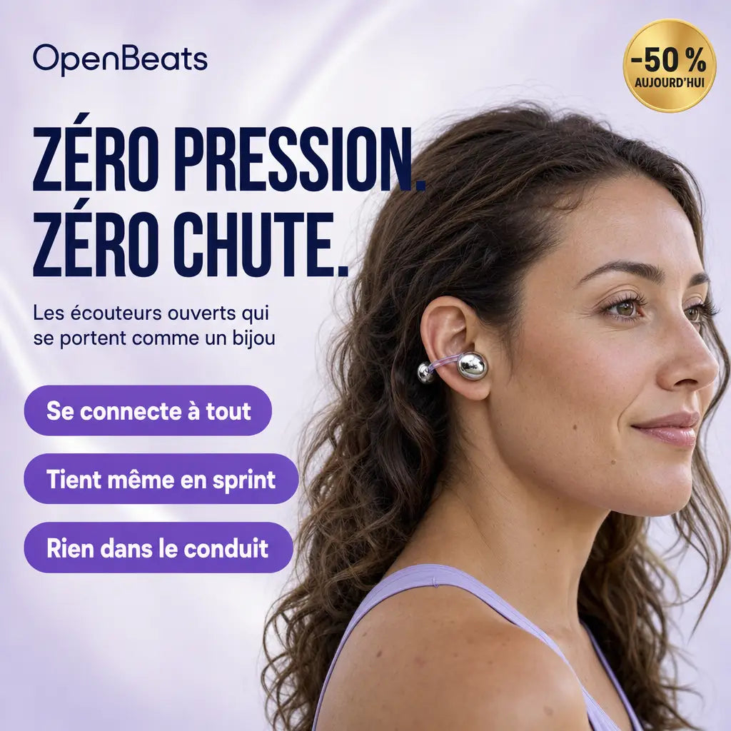 OpenBeats écouteurs ouverts à clip, zéro pression, zéro chute, offre -50 % aujourd’hui
