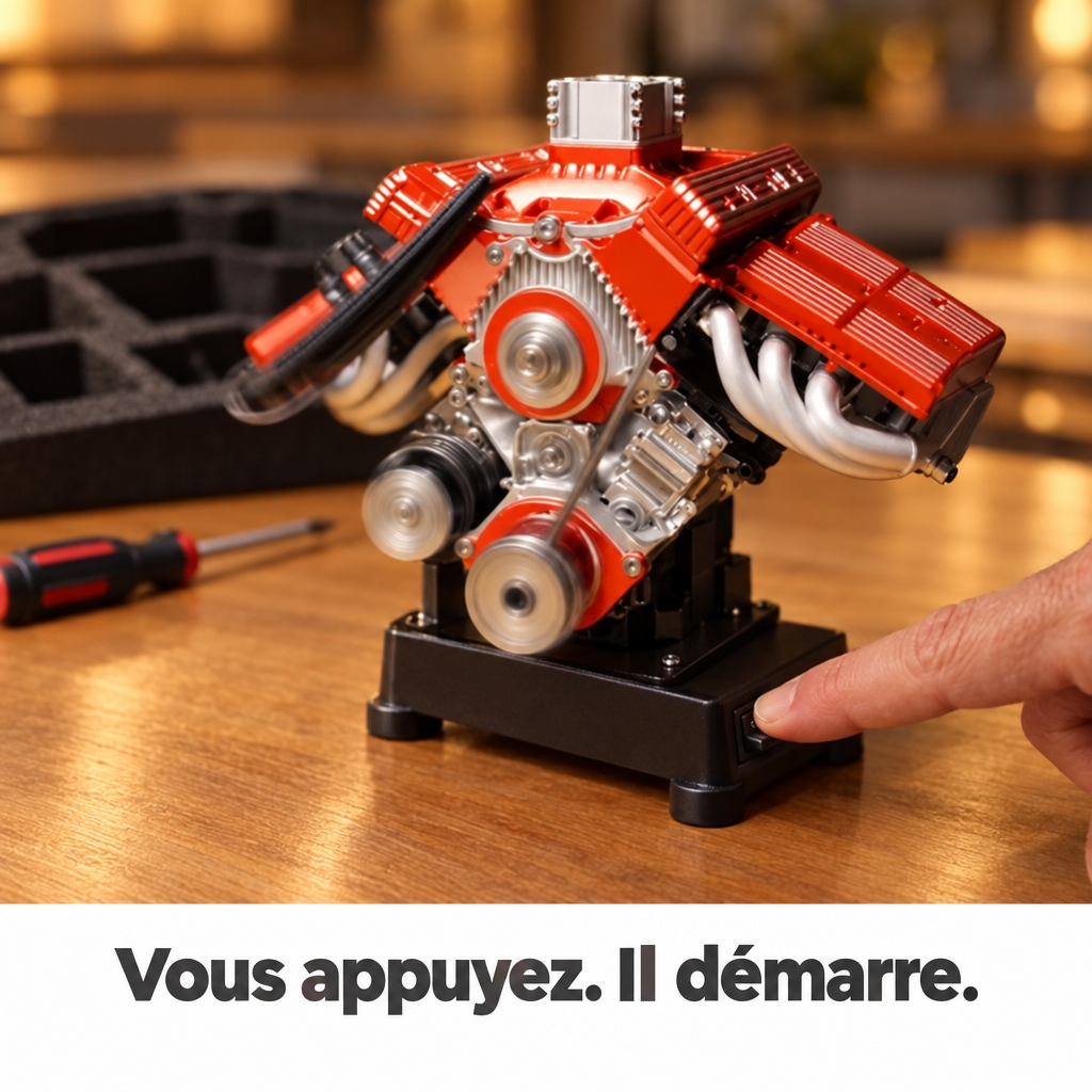 Vous appuyez, il démarre : le moteur PistonPlay tourne sur la table de la cuisine