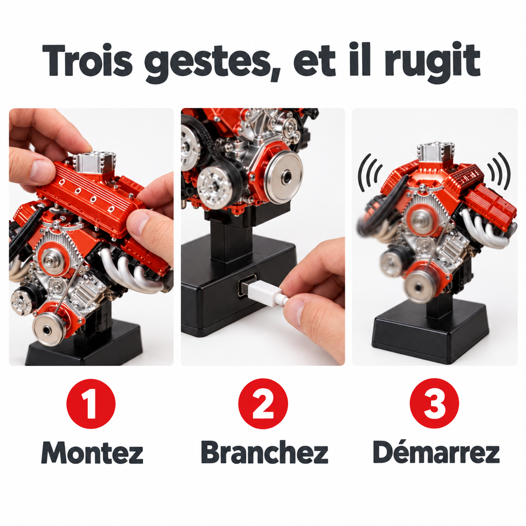 Trois gestes : montez, branchez, démarrez