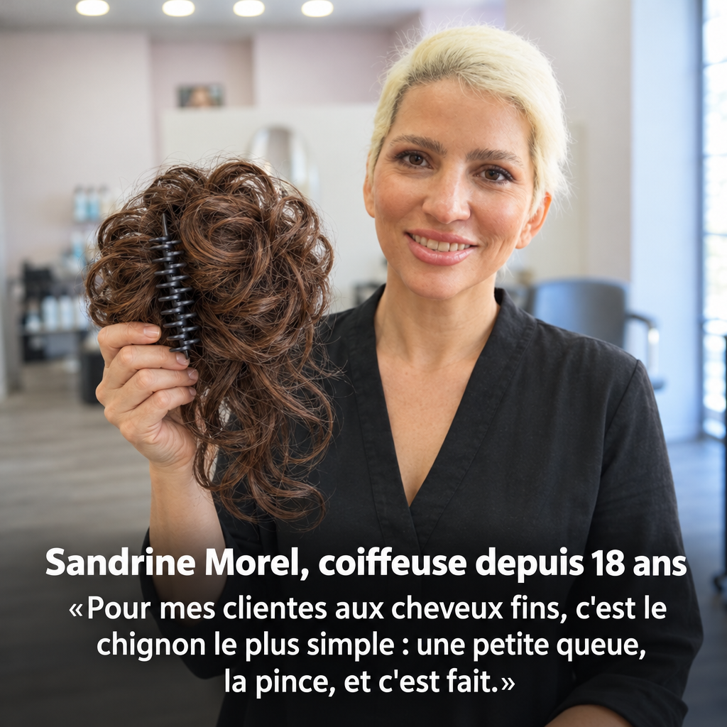 Une coiffeuse présente le chignon Clip'nBun