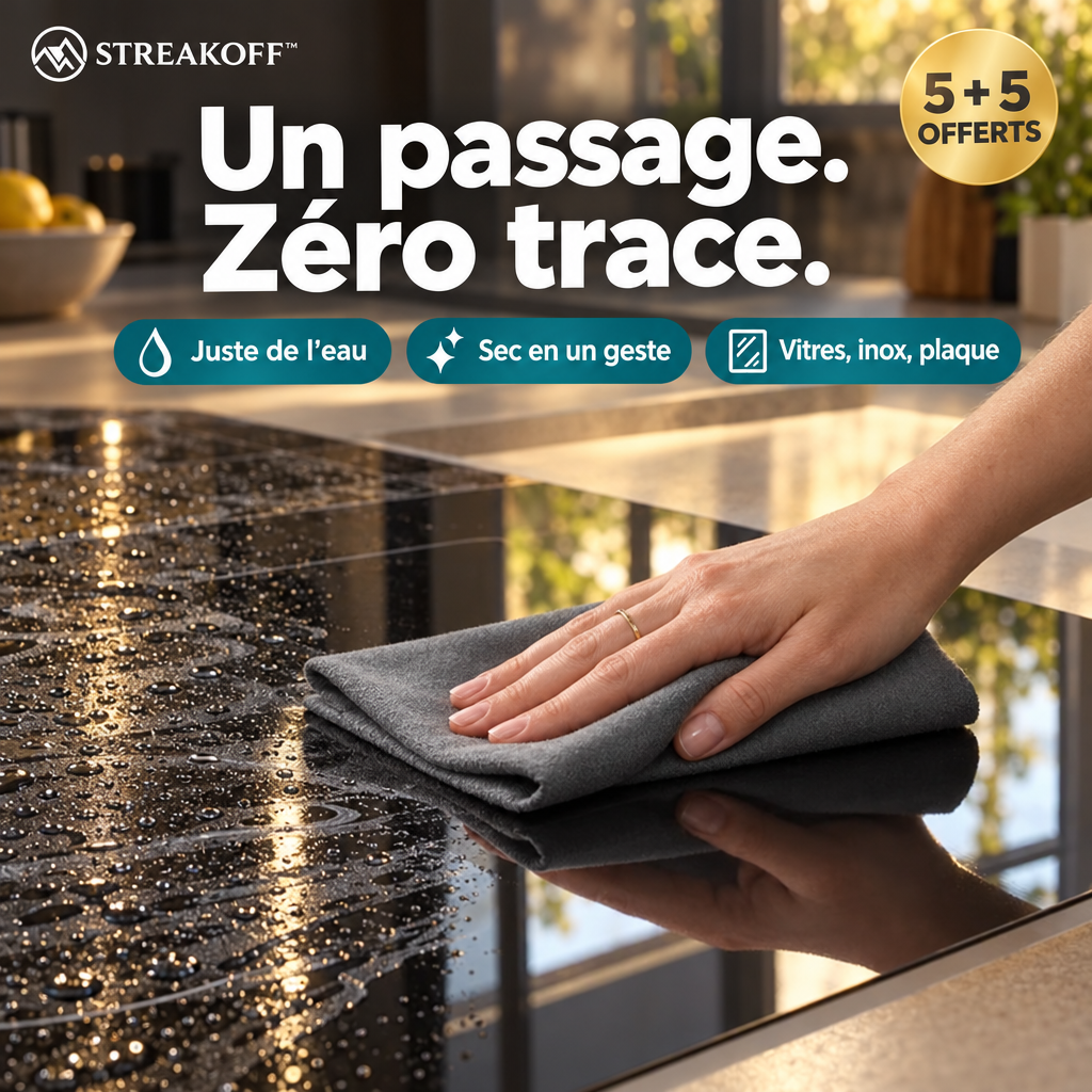StreakOff : un passage, zéro trace sur une plaque en verre noir