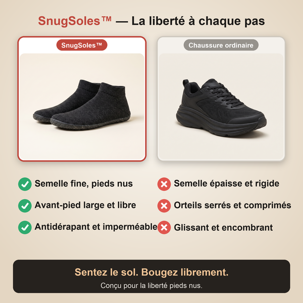 -50 % · OFFRE LIMITÉE · SnugSoles™ · Chaussures-chaussettes pour femmes et hommes
