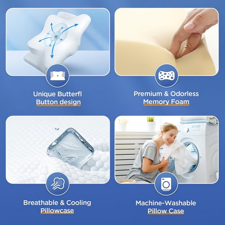 50 % DE REMISE TEMPORAIRE | ComfortPro™ | Coussin de soutien cervical orthopédique en mousse à mémoire