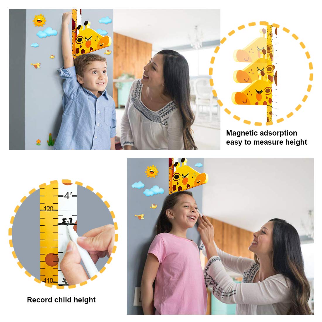 50% DE REMISE TEMPORAIRE | GrowthTales™ | Règle murale magnétique en forme de girafe pour enfants