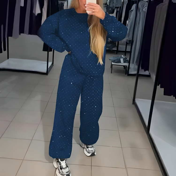 50% DE REMISE TEMPORAIRE | Arabella™ | Ensemble de training glamour avec strass pour femmes