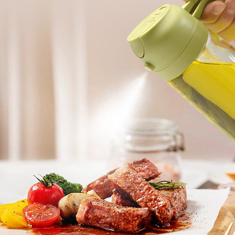 -50 % · OFFRE LIMITÉE · Splash&Drizzle™ · Vaporisateur d'huile 2-en-1 et distributeur en verre