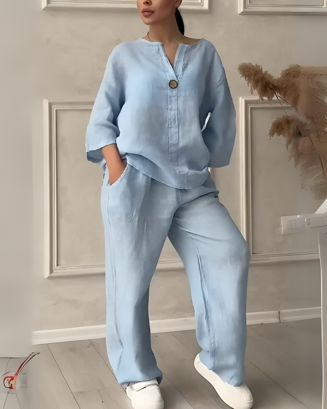 50% DE REMISE TEMPORAIRE | Yara™ | Ensemble en lin élégant pour femmes