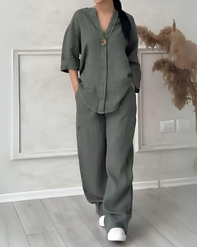 50% DE REMISE TEMPORAIRE | Yara™ | Ensemble en lin élégant pour femmes
