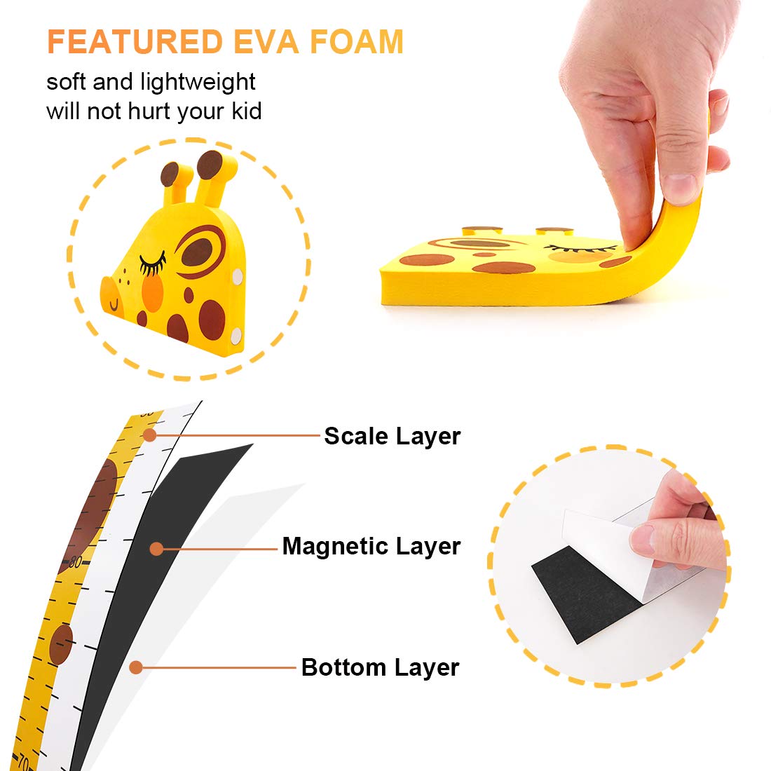 50% DE REMISE TEMPORAIRE | GrowthTales™ | Règle murale magnétique en forme de girafe pour enfants