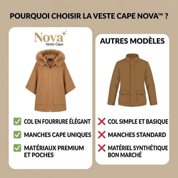 -50 % · OFFRE LIMITÉE · Nova™ · Poncho à col fourrure