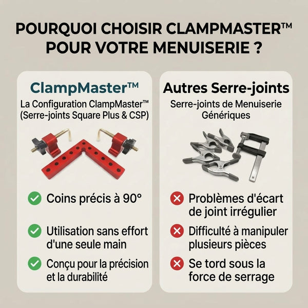 -50 % · OFFRE LIMITÉE · ClampMaster™ · Équerres de serrage Square Plus & CSP