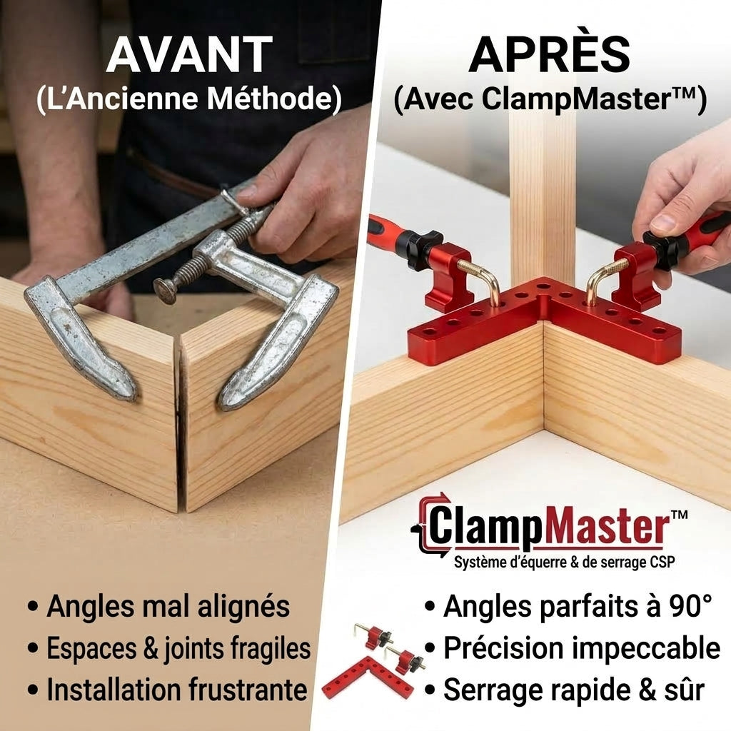 -50 % · OFFRE LIMITÉE · ClampMaster™ · Équerres de serrage Square Plus & CSP