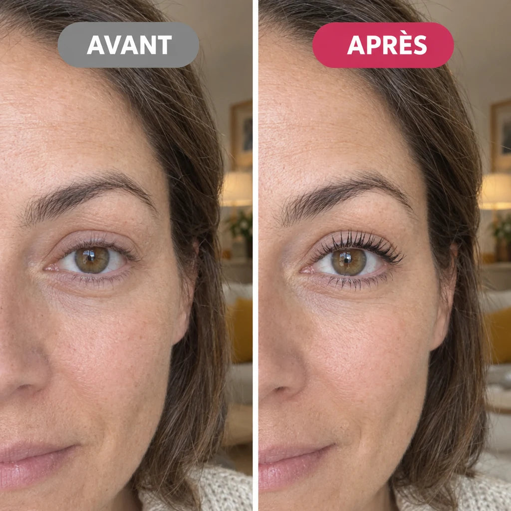 Avant et après une couche de mascara LashLift