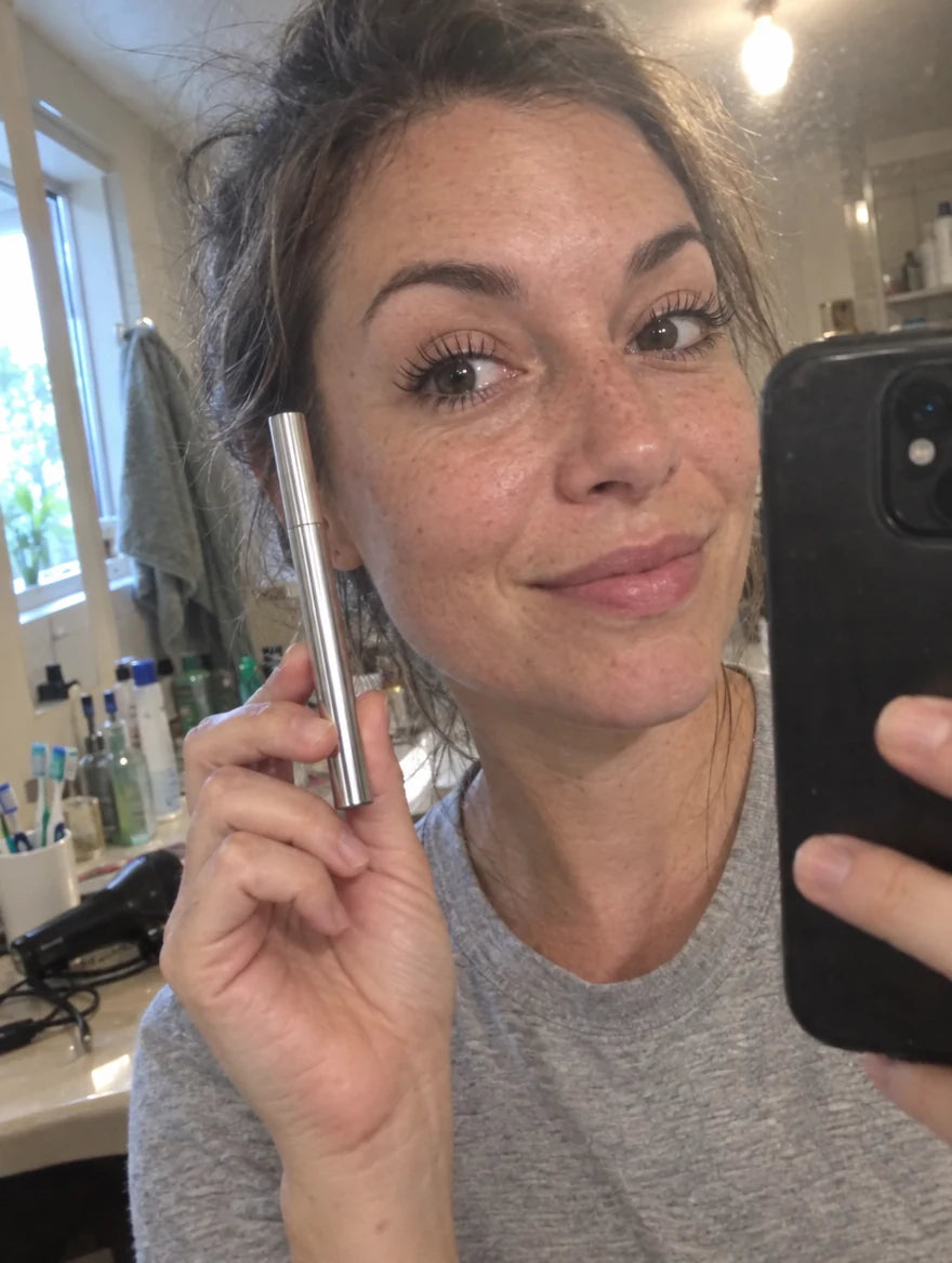 Photo cliente : selfie dans la salle de bain avec le mascara LashLift