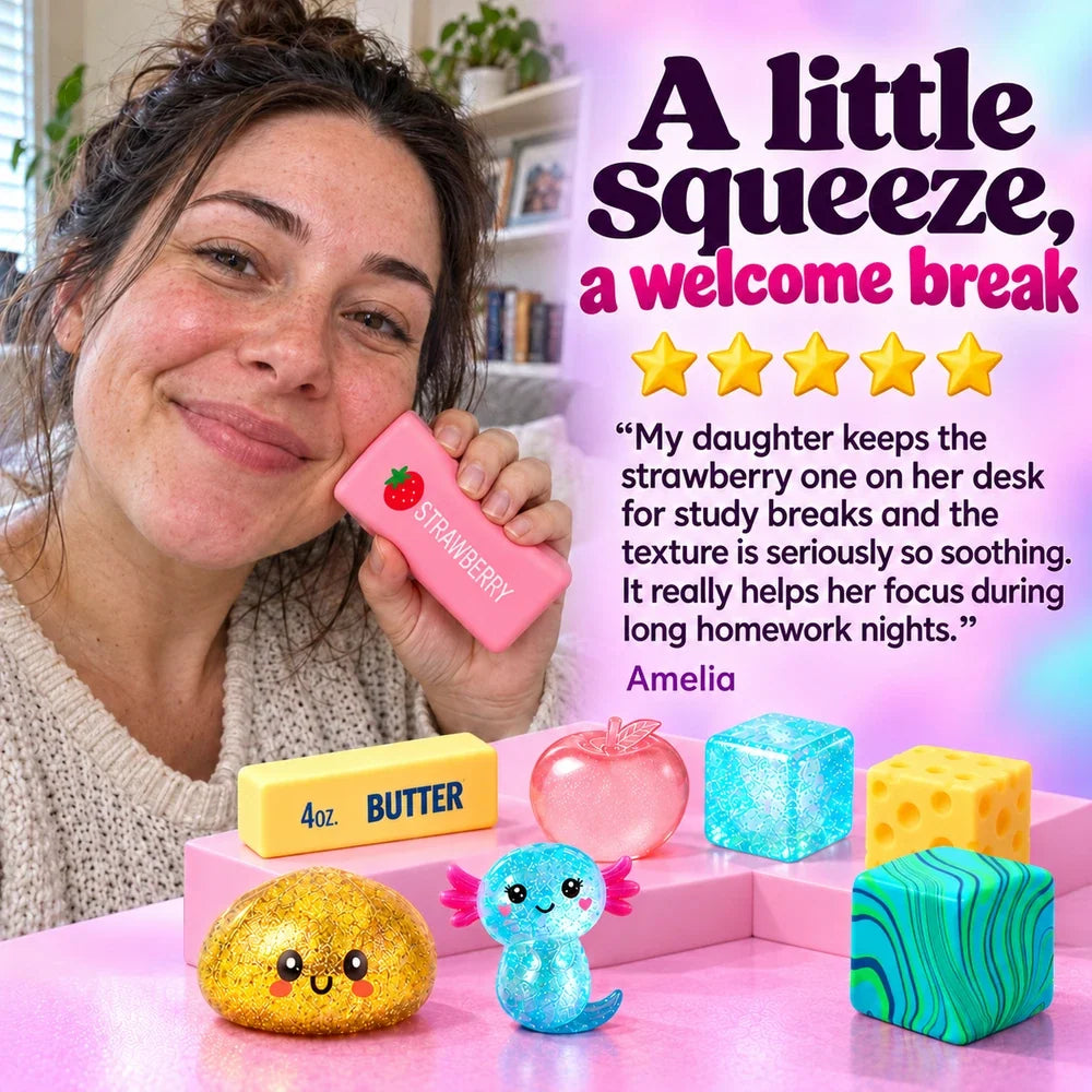 -50 % · OFFRE LIMITÉE · SqueezeSoft™ · Jouets sensoriels antistress