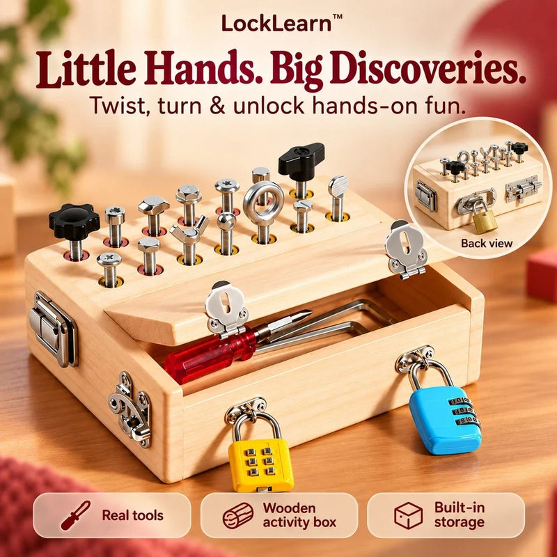 -50 % · OFFRE LIMITÉE · LockLearn™ · Coffret Montessori de vissage et serrures