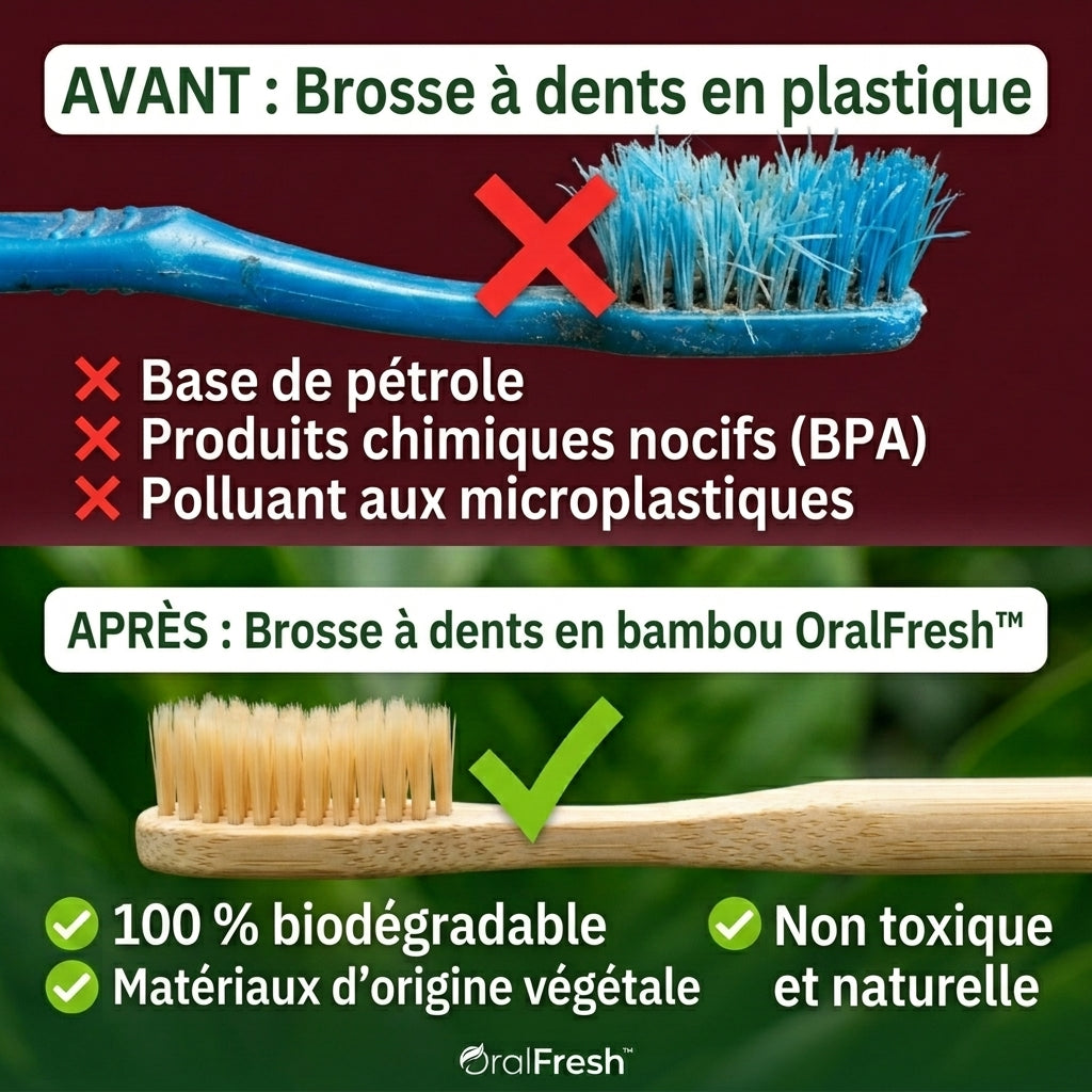 -50 % · OFFRE LIMITÉE · OralFresh™ · Brosse à dents en bambou