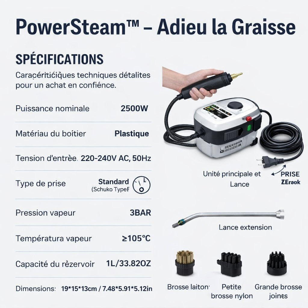 -50 % · OFFRE LIMITÉE · PowerSteam™ · Graisse disparue