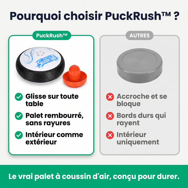 -50 % · OFFRE LIMITÉE · PuckRush™ · Air hockey de table