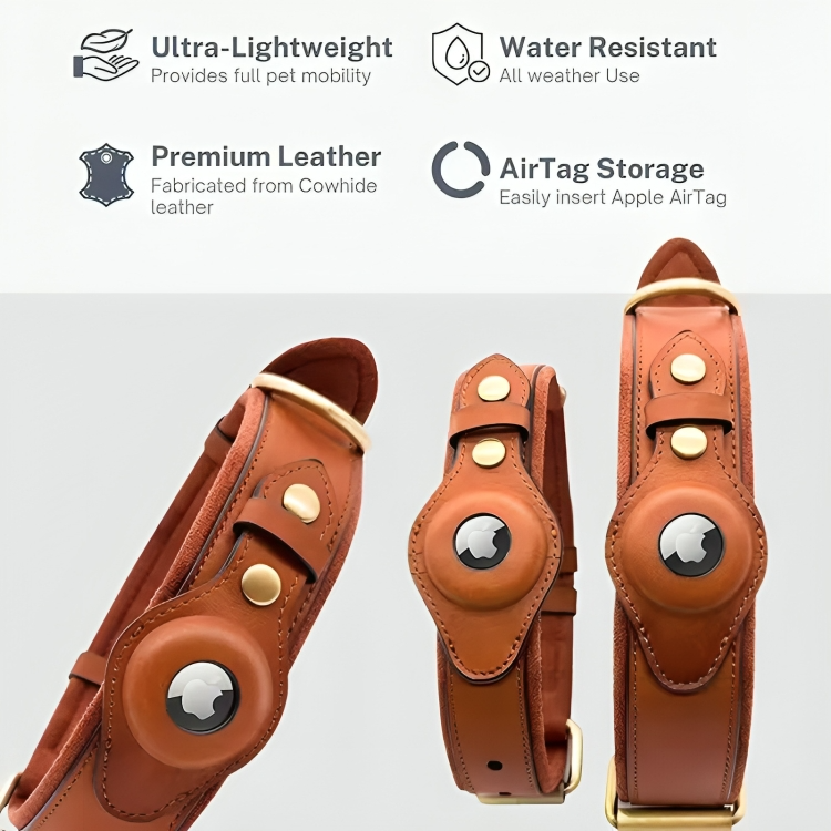 50% DE REMISE TEMPORAIRE | TrackTails™ | Collier pour chien en cuir avec pochette pour AirTag