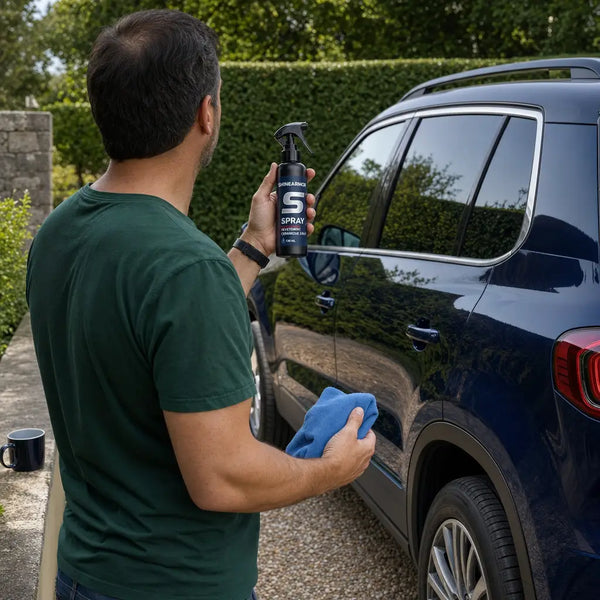 Application du ShineArmor sur un capot dans une allée, sans atelier