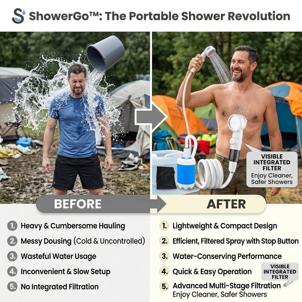 50 % DE REMISE TEMPORAIRE | ShowerGo™ - Douche Voyage