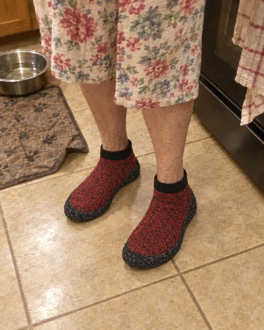 Photo cliente : SnugSoles rouges dans la cuisine
