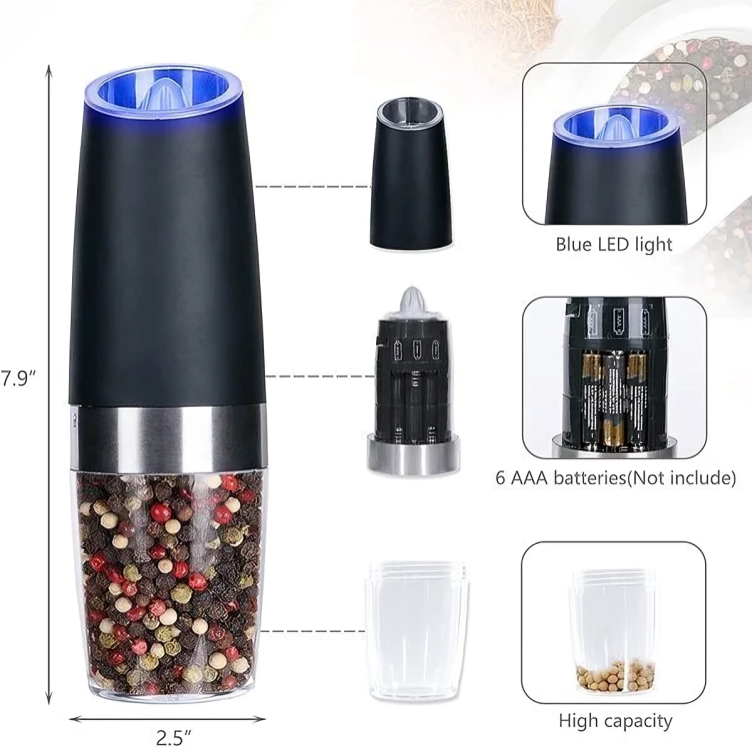 50% DE REMISE TEMPORAIRE | GraviMill™ | Moulin à sel et à poivre électrique automatique avec capteur de gravité