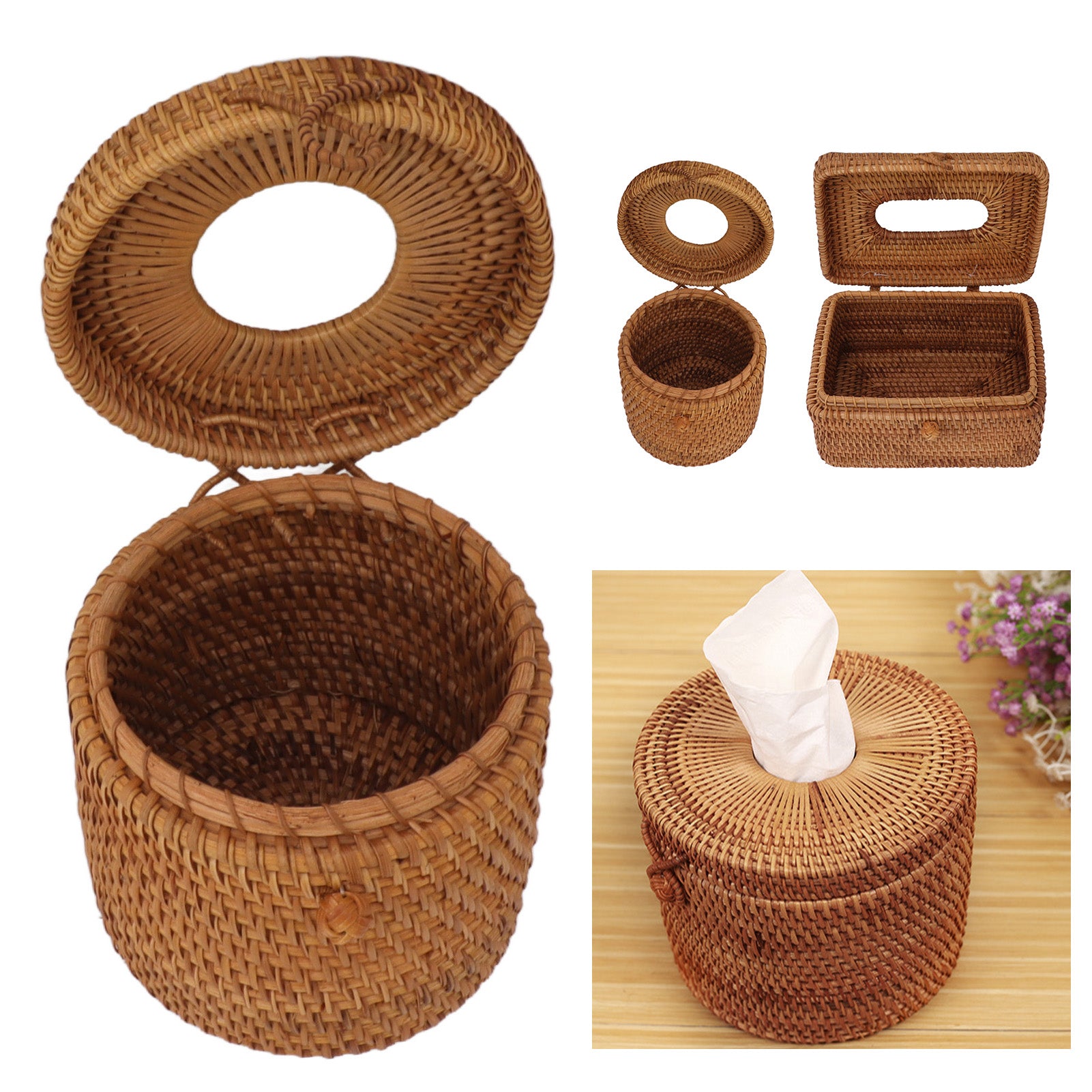 50% DE RABAIS TEMPORAIRE | RusticBox™ | Boîte à mouchoirs en rattan faite à la main
