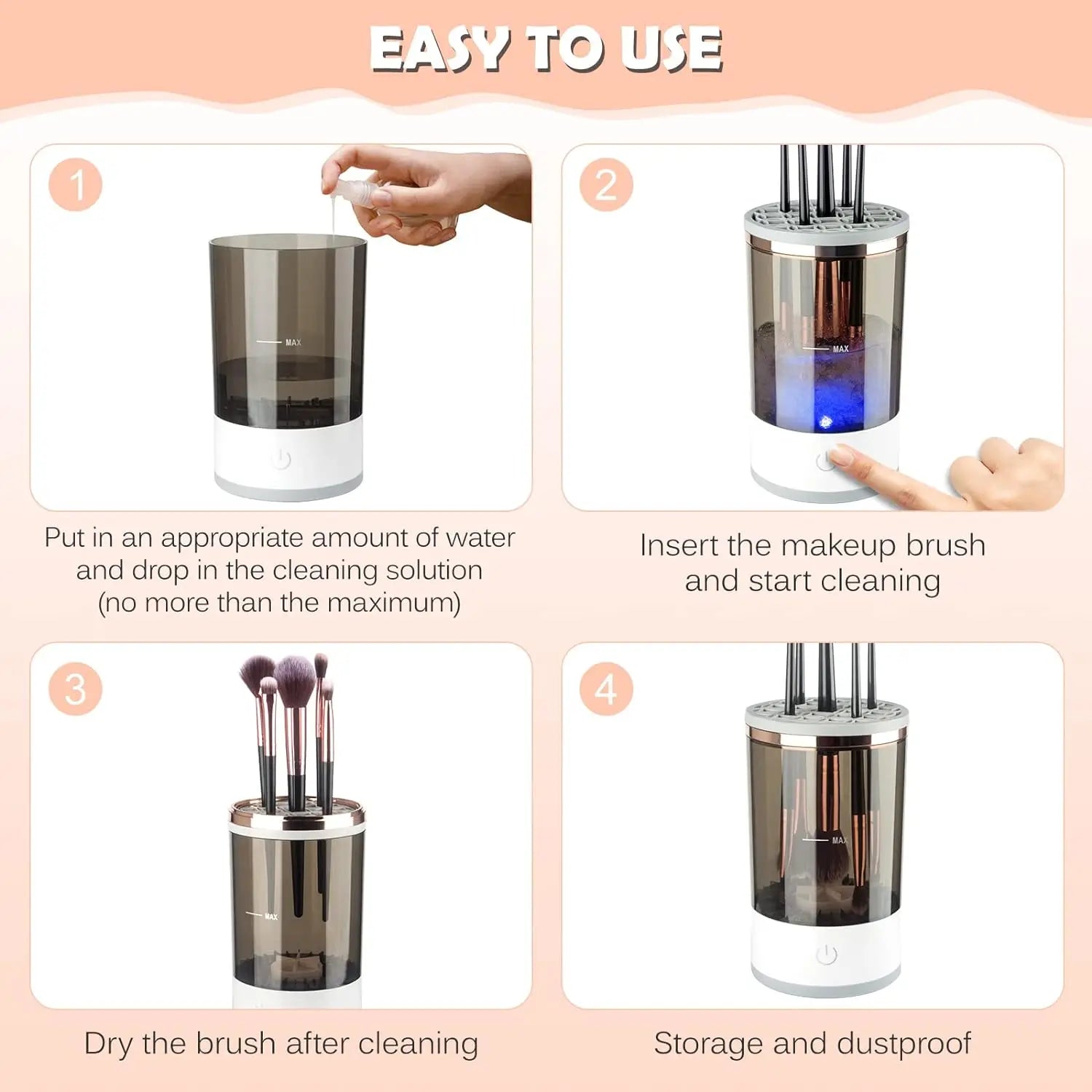 50 % DE RABAIS TEMPORAIRE | BrushGlam™ | Nettoyeur de pinceaux de maquillage automatique