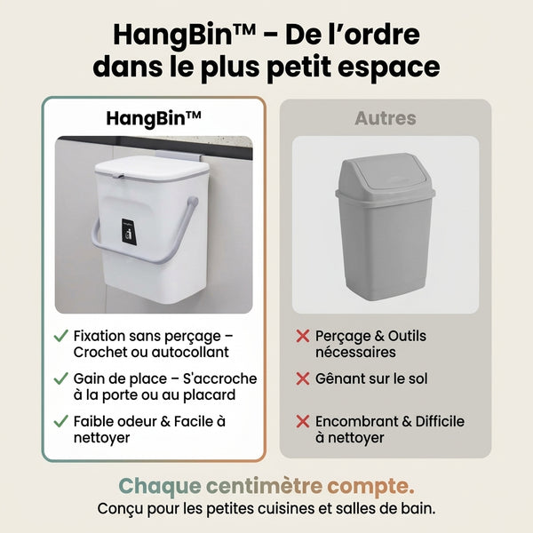 -50 % · OFFRE LIMITÉE · HangBin™ · Poubelle suspendue grand format