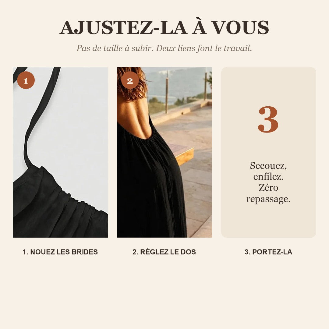 Ajustez-la à vous : nouez les brides, réglez le dos, portez-la